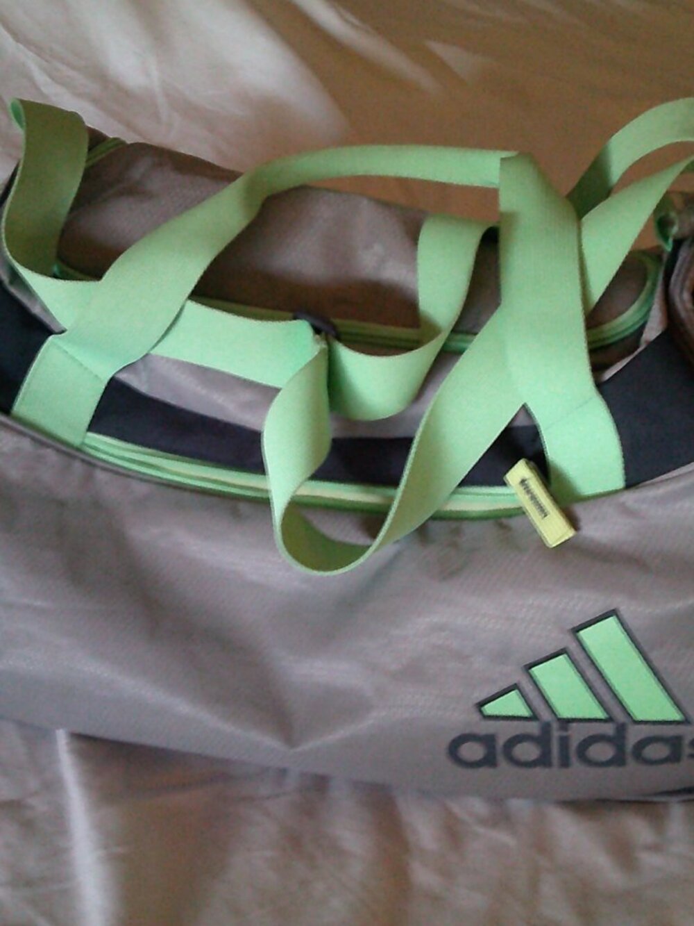 Adidas Gray And Lime Green Duffle Bag Pre Owned